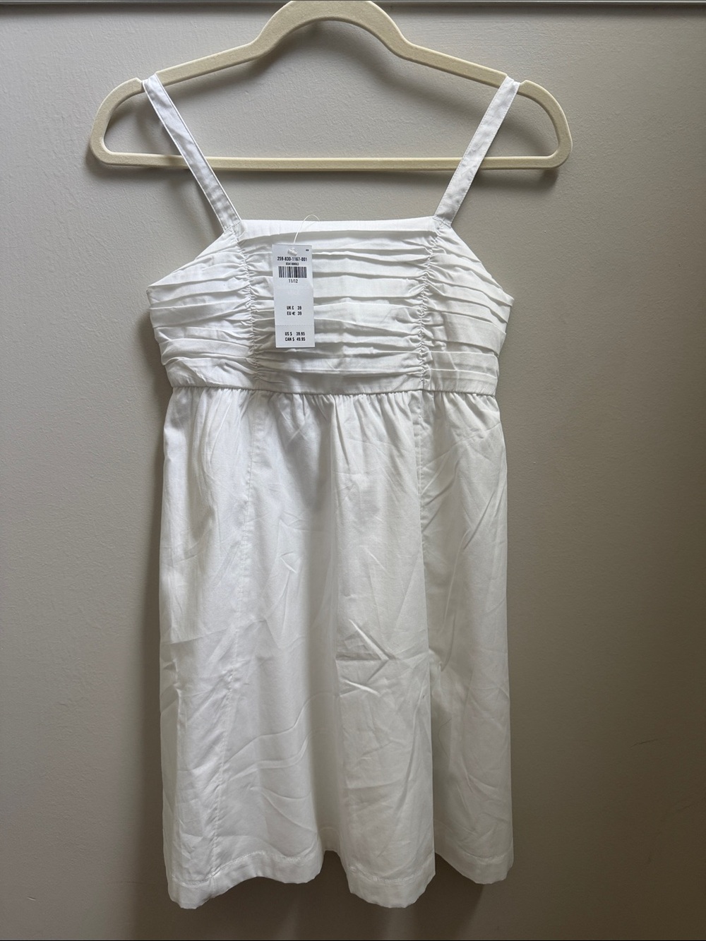 NWT Abercrombie Kids Crisp White Ruched Sundress Size 11/12
